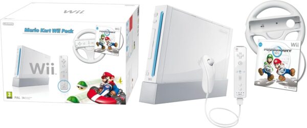 Nintendo Wii Console (White) with Mario Kart: Includes White Wii Wheel and Wii Remote - Image 2