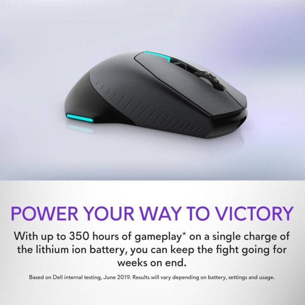 Alienware AW620M Wireless Gaming Mouse - 26,000 DPI, 140-Hour Battery Life, 7 Programmable Buttons, 16.8 million AlienFX RGB Lighting Right-Handed Design, USB-C - Lunar Light - Image 22