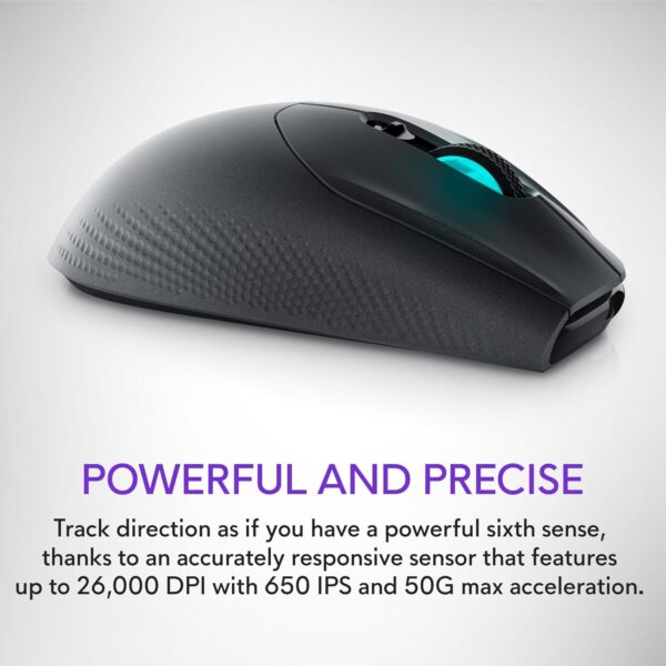 Alienware AW620M Wireless Gaming Mouse - 26,000 DPI, 140-Hour Battery Life, 7 Programmable Buttons, 16.8 million AlienFX RGB Lighting Right-Handed Design, USB-C - Lunar Light - Image 32