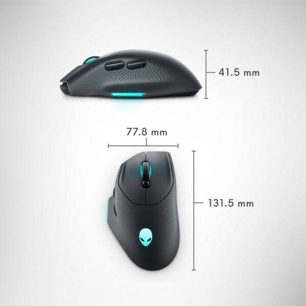 Alienware AW620M Wireless Gaming Mouse - 26,000 DPI, 140-Hour Battery Life, 7 Programmable Buttons, 16.8 million AlienFX RGB Lighting Right-Handed Design, USB-C - Lunar Light - Image 36