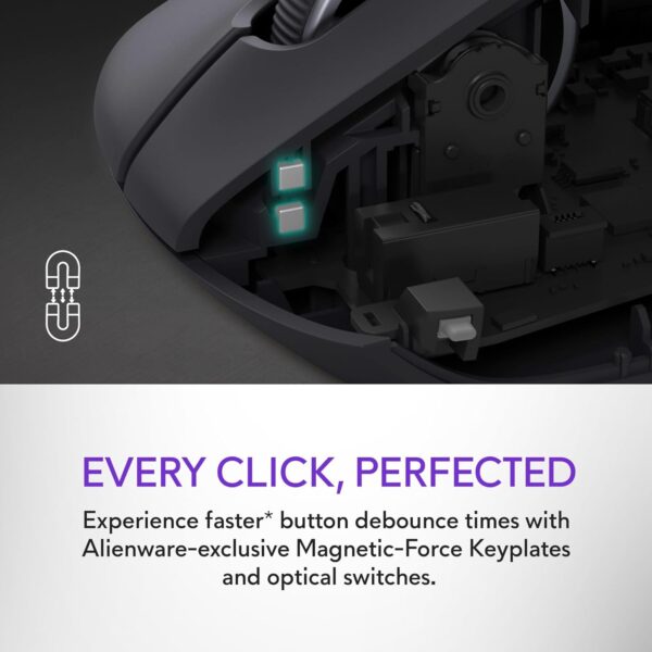Alienware AW620M Wireless Gaming Mouse - 26,000 DPI, 140-Hour Battery Life, 7 Programmable Buttons, 16.8 million AlienFX RGB Lighting Right-Handed Design, USB-C - Lunar Light - Image 42