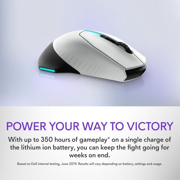 Alienware AW620M Wireless Gaming Mouse - 26,000 DPI, 140-Hour Battery Life, 7 Programmable Buttons, 16.8 million AlienFX RGB Lighting Right-Handed Design, USB-C - Lunar Light - Image 57