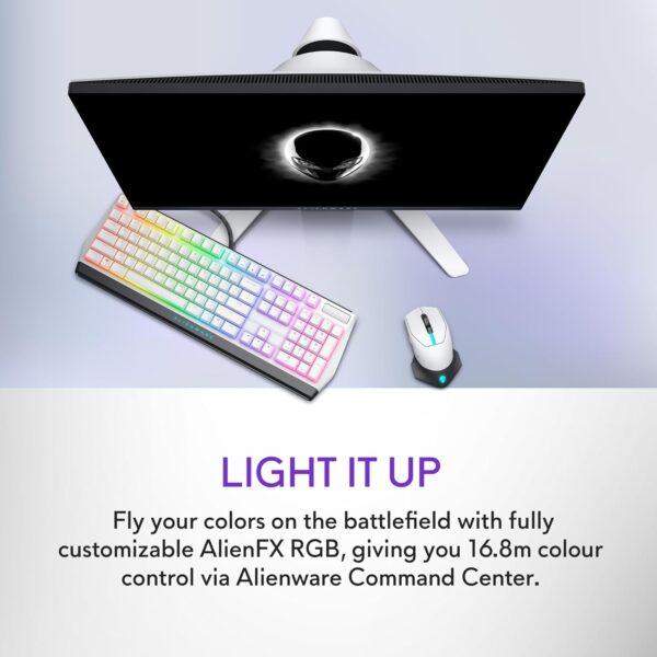 Alienware AW620M Wireless Gaming Mouse - 26,000 DPI, 140-Hour Battery Life, 7 Programmable Buttons, 16.8 million AlienFX RGB Lighting Right-Handed Design, USB-C - Lunar Light - Image 59