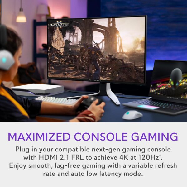 Alienware AW3225QF 32 Inch 4K UHD (3840x2160) 1700R Curved Gaming Monitor, 240Hz, QD OLED, 0.03ms, NVIDIA G-SYNC Compatible, HDR, Dolby Vision, USB-C, DisplayPort, 2x HDMI, 4x USB, 3 Year Warranty - Image 7