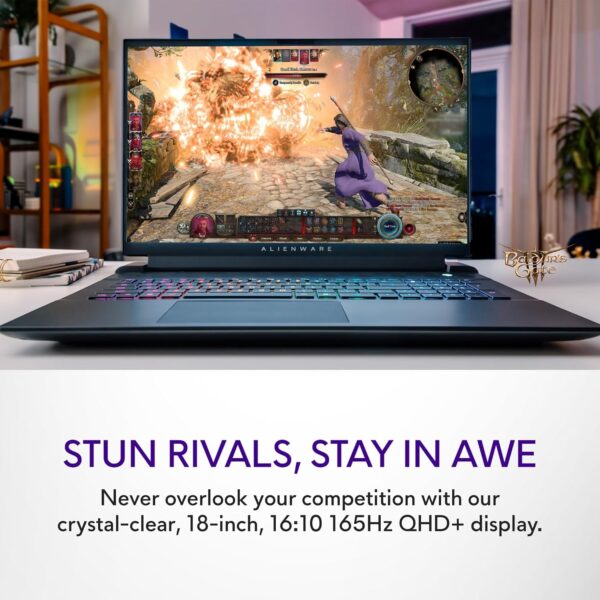 Alienware m18 R2 Gaming Laptop 18" QHD+ 165Hz display, Intel Core i9 14900HX, NVIDIA GeForce RTX 4070, 32GB RAM, 1TB SSD, Dark Metallic Moon, Per Key AlienFX RGB keyboard - UK - Image 4