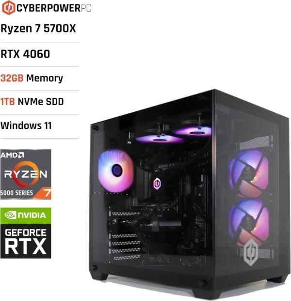 CyberPowerPC Luxe Gaming PC - Intel Core i9-12900KF, Nvidia RTX 4080 Super 16GB, 32GB RAM, 1TB NVMe SSD, 750W 80+ PSU, Wi-Fi, Liquid Cooling, Windows 11, Ark RGB - Image 7