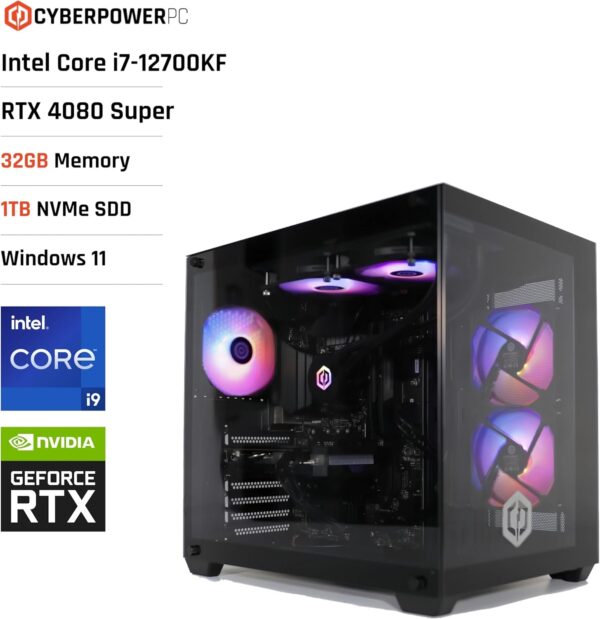 CyberPowerPC Luxe Gaming PC - Intel Core i9-12900KF, Nvidia RTX 4080 Super 16GB, 32GB RAM, 1TB NVMe SSD, 750W 80+ PSU, Wi-Fi, Liquid Cooling, Windows 11, Ark RGB - Image 24