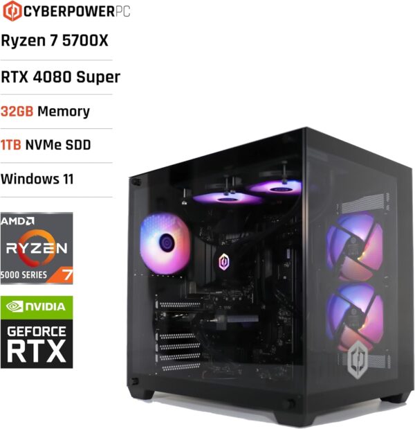 CyberPowerPC Luxe Gaming PC - Intel Core i9-12900KF, Nvidia RTX 4080 Super 16GB, 32GB RAM, 1TB NVMe SSD, 750W 80+ PSU, Wi-Fi, Liquid Cooling, Windows 11, Ark RGB - Image 33