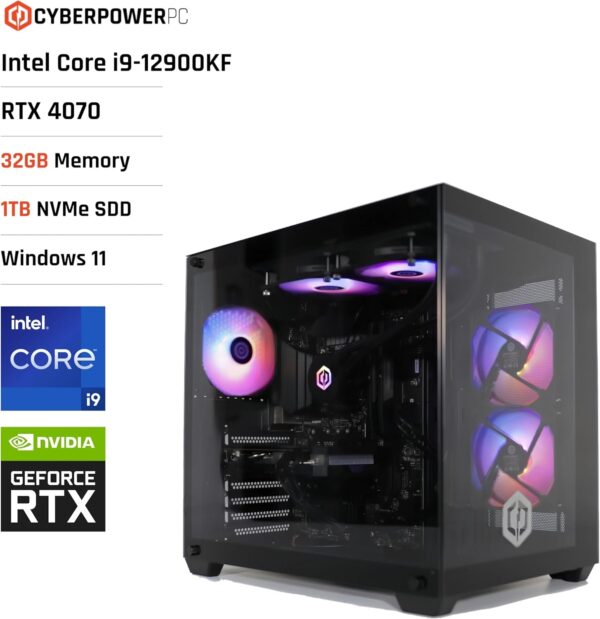 CyberPowerPC Luxe Gaming PC - Intel Core i9-12900KF, Nvidia RTX 4080 Super 16GB, 32GB RAM, 1TB NVMe SSD, 750W 80+ PSU, Wi-Fi, Liquid Cooling, Windows 11, Ark RGB - Image 36