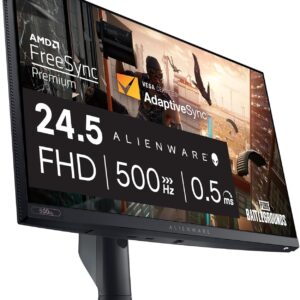 Alienware AW2524HF Gaming Monitor - 24.5-inch (1920x1080) 500Hz (Overclock) 0.5ms Display, Height/Tilt/Swivel/Pivot Adjustability, 3yr Advanced Exchange - Black