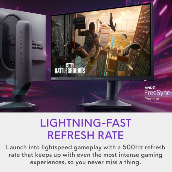 Alienware AW2524HF Gaming Monitor - 24.5-inch (1920x1080) 500Hz (Overclock) 0.5ms Display, Height/Tilt/Swivel/Pivot Adjustability, 3yr Advanced Exchange - Black - Image 3