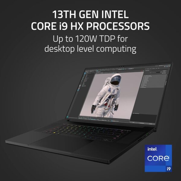 Razer Blade 18 (2023) - 18 Inch Gaming-Laptop - NVIDIA RTX 4090 - Intel Core i9-13950HX - 18" QHD+ 240Hz Display (32GB DDR5 5600MHz, 2TB PCIe NVME SSD) UK-Layout | Black - Image 25