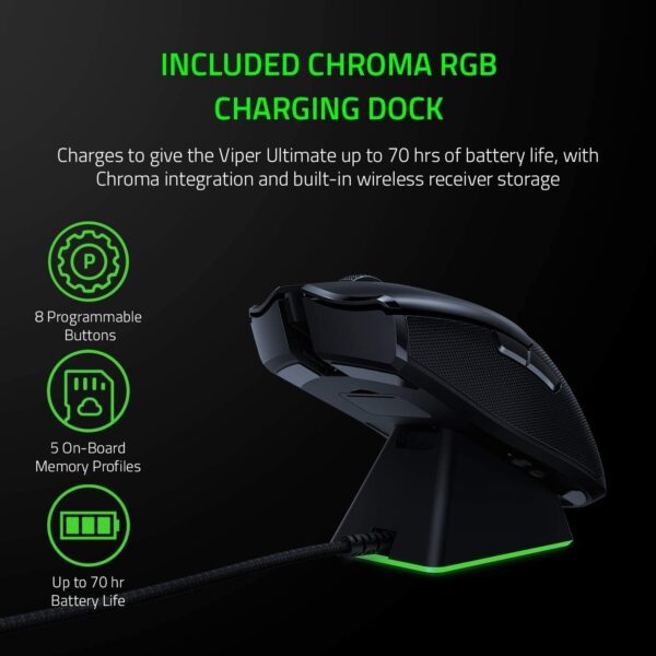Razer Viper V3 HyperSpeed - Wireless Esports Mouse (Focus Pro 30K Optical Sensor, Up to 280 hours of Battery Life, Mechanical Mouse Switches Gen-2, 4000 Hz Wireless Polling Rate) Black - Image 14