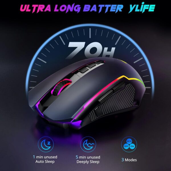 Redragon Gaming Mouse, Wireless Gaming Mouse with 9 Programmable Buttons, RGB Backlit, Rechargeable Wireless Mouse UP to 8000 DPI, Macro Edit, 70Hrs for Laptop, PC, Mac Gamer, Black M910-KS - Image 7