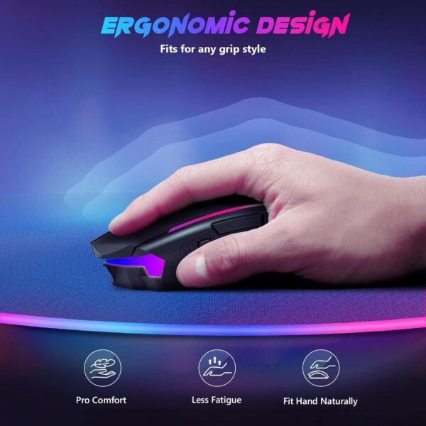 Redragon Gaming Mouse, Wireless Gaming Mouse with 9 Programmable Buttons, RGB Backlit, Rechargeable Wireless Mouse UP to 8000 DPI, Macro Edit, 70Hrs for Laptop, PC, Mac Gamer, Black M910-KS - Image 8