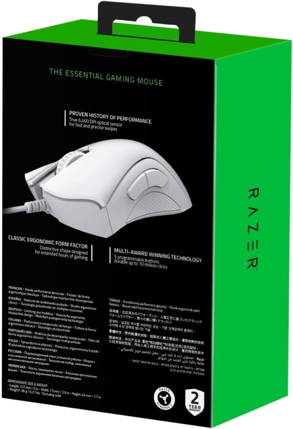 Razer DeathAdder Essential (2021) - Wired Gaming Mouse (Optical Sensor, 6400 DPI, 5 Programmable Buttons, Ergonomic Form Factor) Black - Image 24
