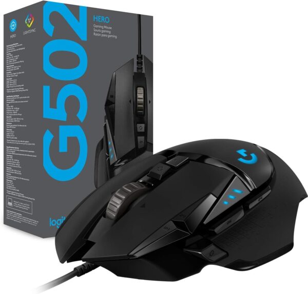 Logitech G G502 HERO High Performance Wired Gaming Mouse, HERO 25K Sensor, 25,600 DPI, RGB, Adjustable Weights, 11 Programmable Buttons, On-Board Memory, PC/Mac - Black - Image 10
