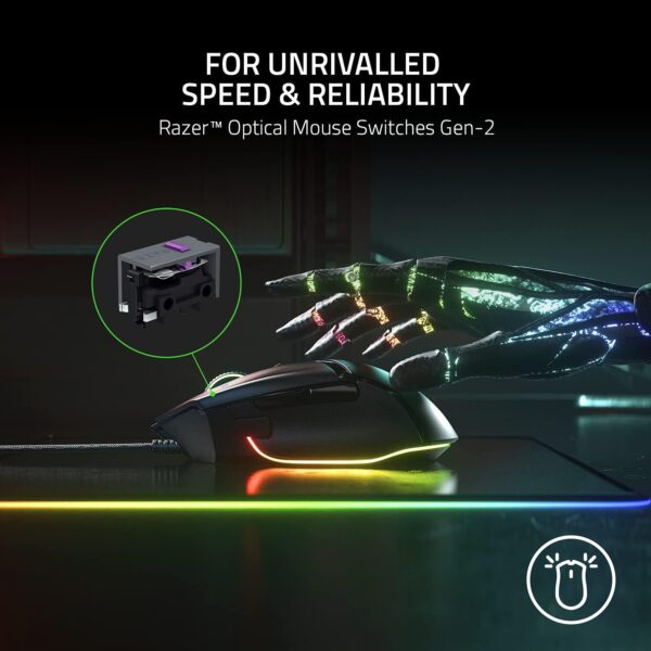 Razer Basilisk V3 - Wired Customisable Gaming Mouse (10+1 Programmable Buttons, HyperScroll Tilt Wheel, 11 Chroma RGB Lighting Zones, Optical Mouse Switches, Focus+ 26K DPI Optical Sensor) Black - Image 3