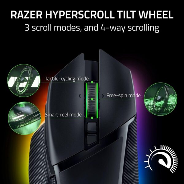 Razer Basilisk V3 - Wired Customisable Gaming Mouse (10+1 Programmable Buttons, HyperScroll Tilt Wheel, 11 Chroma RGB Lighting Zones, Optical Mouse Switches, Focus+ 26K DPI Optical Sensor) Black - Image 28