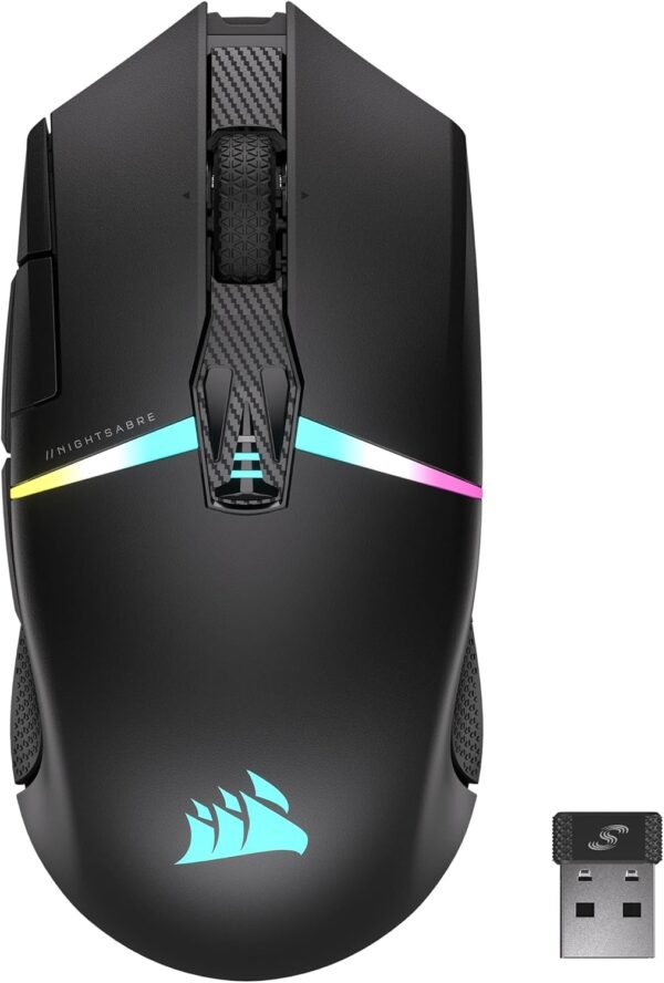 CORSAIR NIGHTSWORD RGB Wired Tunable FPS/MOBA Gaming Mouse – 18,000 DPI – 10 Programmable Buttons – Weight System – iCUE Compatible – PC, Mac, PS5, PS4, Xbox – Black - Image 4