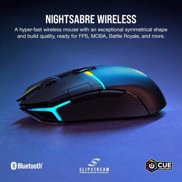 CORSAIR NIGHTSWORD RGB Wired Tunable FPS/MOBA Gaming Mouse – 18,000 DPI – 10 Programmable Buttons – Weight System – iCUE Compatible – PC, Mac, PS5, PS4, Xbox – Black - Image 5