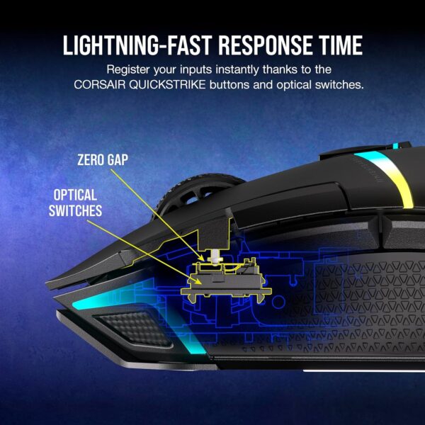 CORSAIR NIGHTSWORD RGB Wired Tunable FPS/MOBA Gaming Mouse – 18,000 DPI – 10 Programmable Buttons – Weight System – iCUE Compatible – PC, Mac, PS5, PS4, Xbox – Black - Image 8
