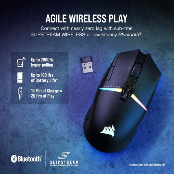 CORSAIR NIGHTSWORD RGB Wired Tunable FPS/MOBA Gaming Mouse – 18,000 DPI – 10 Programmable Buttons – Weight System – iCUE Compatible – PC, Mac, PS5, PS4, Xbox – Black - Image 9