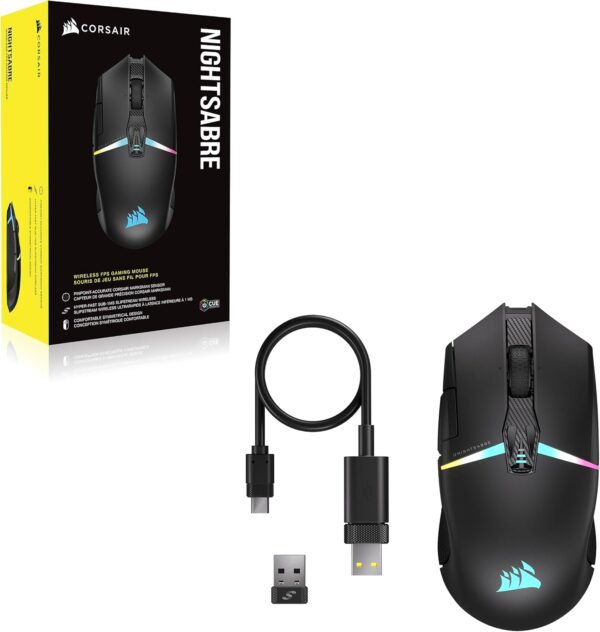 CORSAIR NIGHTSWORD RGB Wired Tunable FPS/MOBA Gaming Mouse – 18,000 DPI – 10 Programmable Buttons – Weight System – iCUE Compatible – PC, Mac, PS5, PS4, Xbox – Black - Image 11