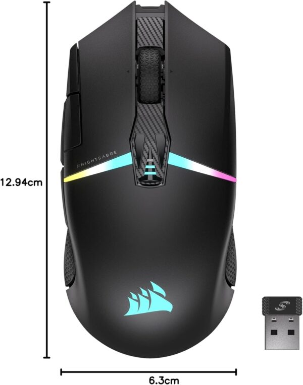 CORSAIR NIGHTSWORD RGB Wired Tunable FPS/MOBA Gaming Mouse – 18,000 DPI – 10 Programmable Buttons – Weight System – iCUE Compatible – PC, Mac, PS5, PS4, Xbox – Black - Image 12