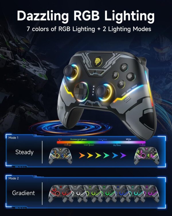EasySMX X15 Wireless PC Controller with Hall Triggers, Hall Joysticks, Enhanced Bluetooth Game Controller,No Drift No Deadzone effect, Compatible with Windows PC, Android, Steam and Switch - Image 2