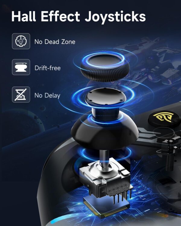 EasySMX X15 Wireless PC Controller with Hall Triggers, Hall Joysticks, Enhanced Bluetooth Game Controller,No Drift No Deadzone effect, Compatible with Windows PC, Android, Steam and Switch - Image 6