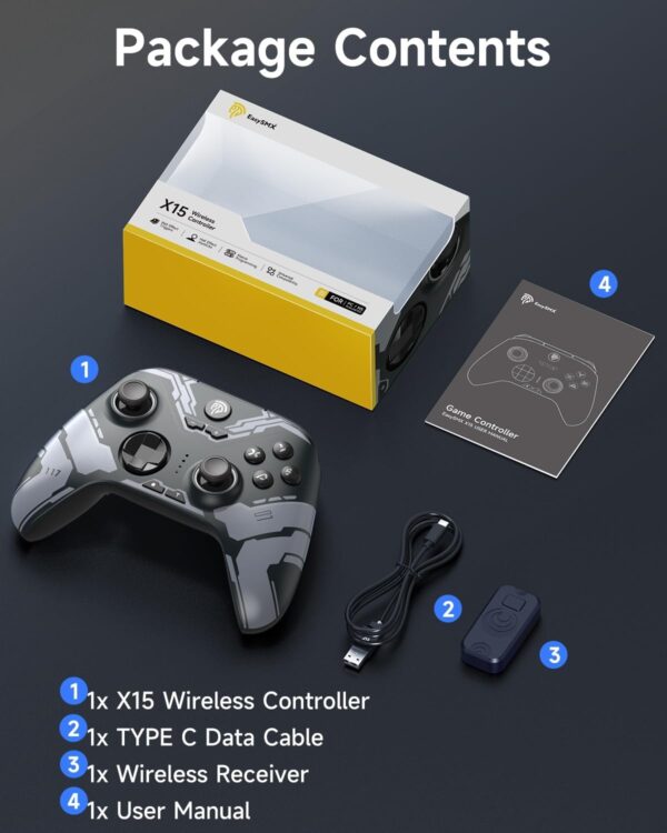 EasySMX X15 Wireless PC Controller with Hall Triggers, Hall Joysticks, Enhanced Bluetooth Game Controller,No Drift No Deadzone effect, Compatible with Windows PC, Android, Steam and Switch - Image 8