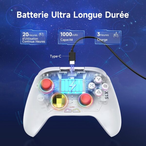 EasySMX X15 Wireless PC Controller with Hall Triggers, Hall Joysticks, Enhanced Bluetooth Game Controller,No Drift No Deadzone effect, Compatible with Windows PC, Android, Steam and Switch - Image 20