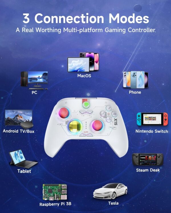 EasySMX X15 Wireless PC Controller with Hall Triggers, Hall Joysticks, Enhanced Bluetooth Game Controller,No Drift No Deadzone effect, Compatible with Windows PC, Android, Steam and Switch - Image 27