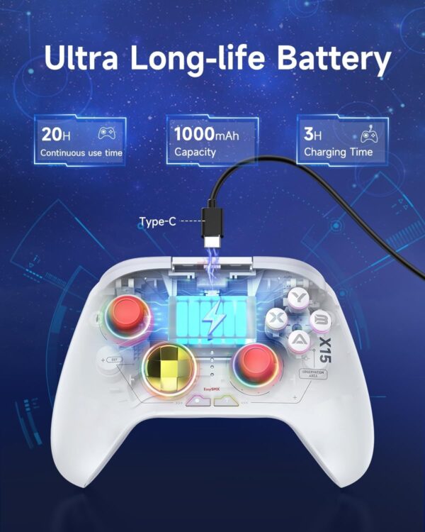 EasySMX X15 Wireless PC Controller with Hall Triggers, Hall Joysticks, Enhanced Bluetooth Game Controller,No Drift No Deadzone effect, Compatible with Windows PC, Android, Steam and Switch - Image 28