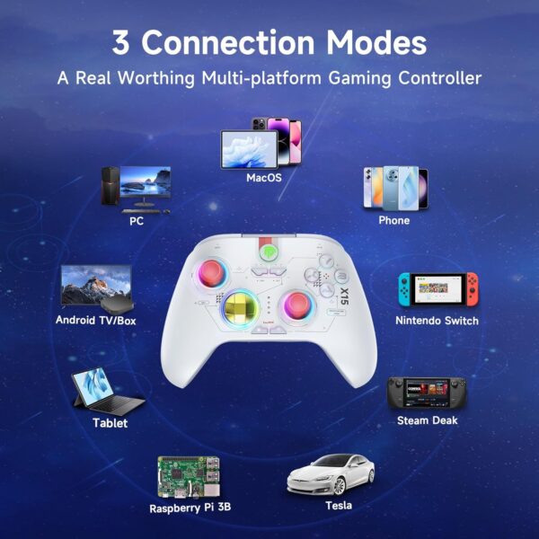 EasySMX X15 Wireless PC Controller with Hall Triggers, Hall Joysticks, Enhanced Bluetooth Game Controller,No Drift No Deadzone effect, Compatible with Windows PC, Android, Steam and Switch - Image 33