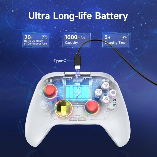 EasySMX X15 Wireless PC Controller with Hall Triggers, Hall Joysticks, Enhanced Bluetooth Game Controller,No Drift No Deadzone effect, Compatible with Windows PC, Android, Steam and Switch - Image 36