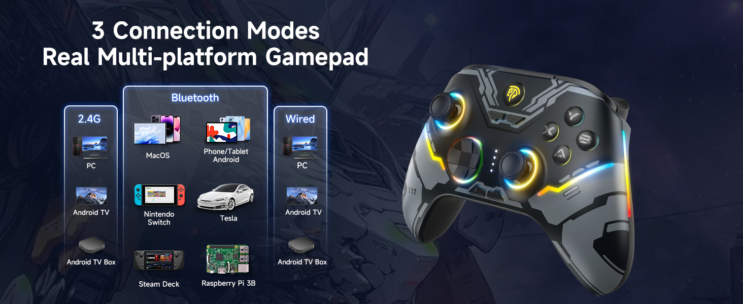 PC Controller Enhanced Wireless Bluetooth Controller with Hall Joysticks Hall Triggers