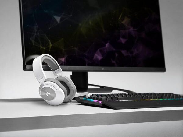 CORSAIR HS55 SURROUND Lightweight Multiplatform Wired Gaming Headset – Dolby 7.1 Surround Sound – iCUE Compatible – PC, Mac, PS5, PS4, Xbox, Nintendo Switch, Mobile – White - Image 2