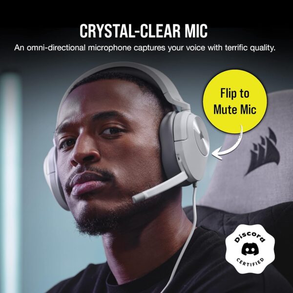 CORSAIR HS55 SURROUND Lightweight Multiplatform Wired Gaming Headset – Dolby 7.1 Surround Sound – iCUE Compatible – PC, Mac, PS5, PS4, Xbox, Nintendo Switch, Mobile – White - Image 4