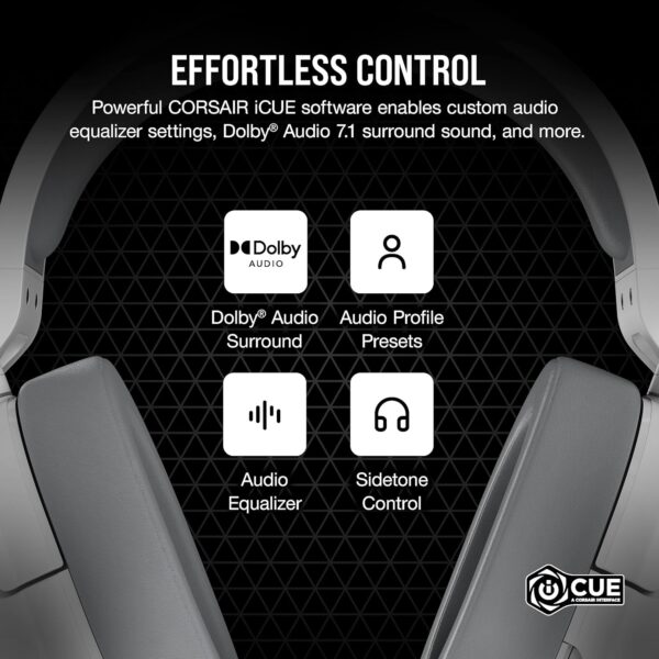 CORSAIR HS55 SURROUND Lightweight Multiplatform Wired Gaming Headset – Dolby 7.1 Surround Sound – iCUE Compatible – PC, Mac, PS5, PS4, Xbox, Nintendo Switch, Mobile – White - Image 7
