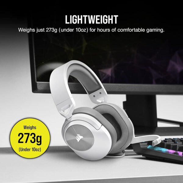 CORSAIR HS55 SURROUND Lightweight Multiplatform Wired Gaming Headset – Dolby 7.1 Surround Sound – iCUE Compatible – PC, Mac, PS5, PS4, Xbox, Nintendo Switch, Mobile – White - Image 12