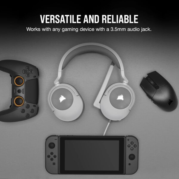 CORSAIR HS55 SURROUND Lightweight Multiplatform Wired Gaming Headset – Dolby 7.1 Surround Sound – iCUE Compatible – PC, Mac, PS5, PS4, Xbox, Nintendo Switch, Mobile – White - Image 14