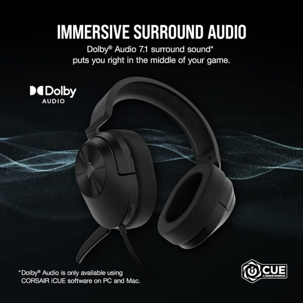 CORSAIR HS55 SURROUND Lightweight Multiplatform Wired Gaming Headset – Dolby 7.1 Surround Sound – iCUE Compatible – PC, Mac, PS5, PS4, Xbox, Nintendo Switch, Mobile – White - Image 42