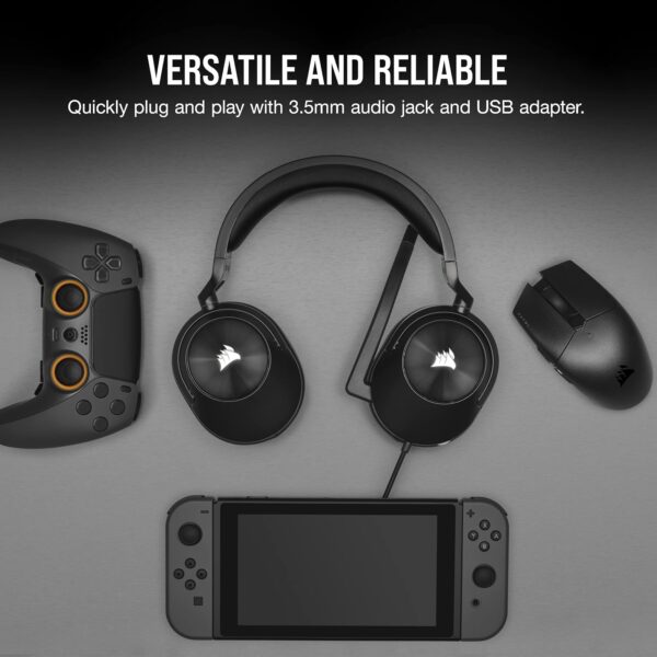 CORSAIR HS55 SURROUND Lightweight Multiplatform Wired Gaming Headset – Dolby 7.1 Surround Sound – iCUE Compatible – PC, Mac, PS5, PS4, Xbox, Nintendo Switch, Mobile – White - Image 45