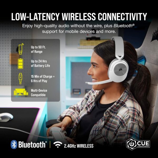 CORSAIR HS55 SURROUND Lightweight Multiplatform Wired Gaming Headset – Dolby 7.1 Surround Sound – iCUE Compatible – PC, Mac, PS5, PS4, Xbox, Nintendo Switch, Mobile – White - Image 49