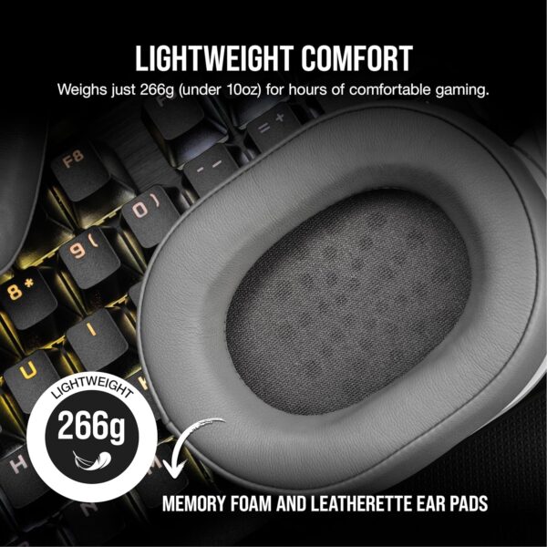 CORSAIR HS55 SURROUND Lightweight Multiplatform Wired Gaming Headset – Dolby 7.1 Surround Sound – iCUE Compatible – PC, Mac, PS5, PS4, Xbox, Nintendo Switch, Mobile – White - Image 51