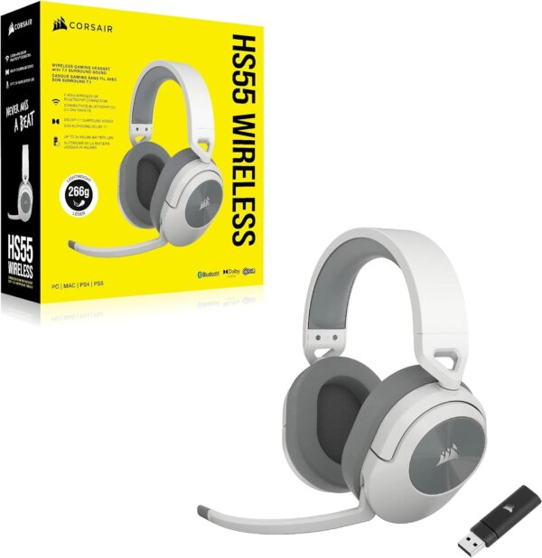 CORSAIR HS55 SURROUND Lightweight Multiplatform Wired Gaming Headset – Dolby 7.1 Surround Sound – iCUE Compatible – PC, Mac, PS5, PS4, Xbox, Nintendo Switch, Mobile – White - Image 54
