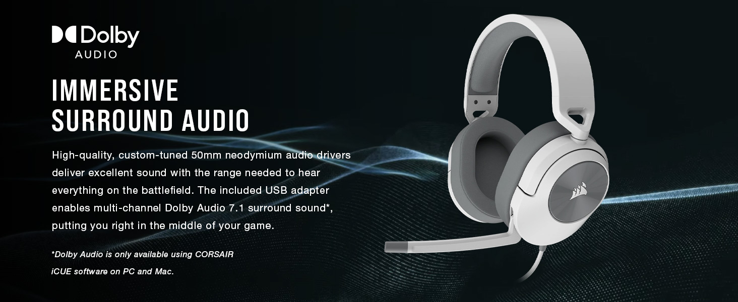 surround headset, dolby headset, dolby audio headset, 7.1 surround sound