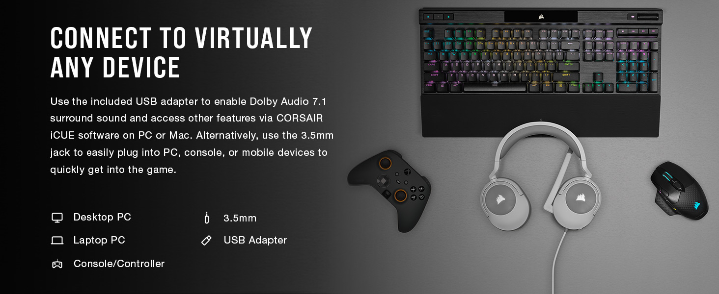 USB adapter, Dolby Audio 7.1, surround sound, 3.5mm jack